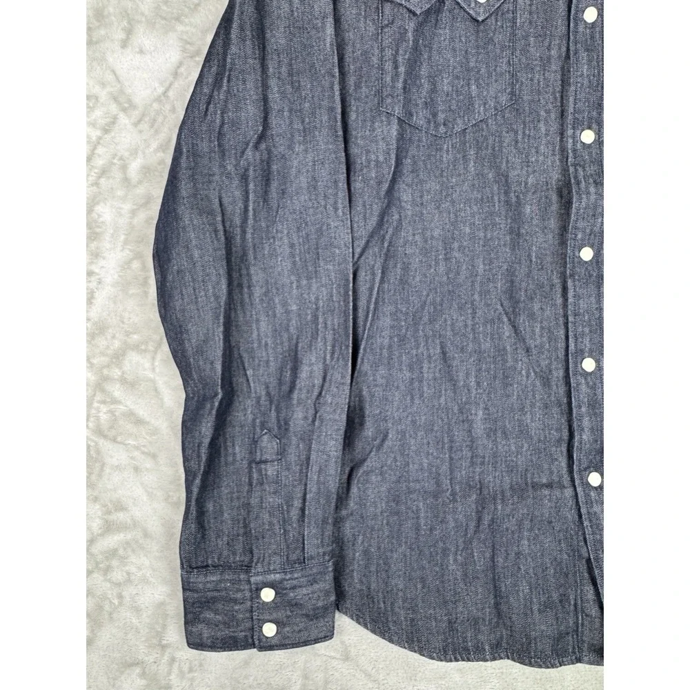 NWT Levis Western Shirt Blue Indigo Pearl Snap Cowboy Rodeo Mens XL New Utility